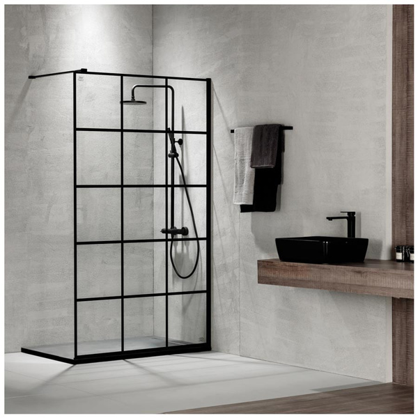 Εικόνα από Διαχωριστικό Ντους Devon Iwis Walk-in Decor IW90DC-400 Black Matt 87-89cm