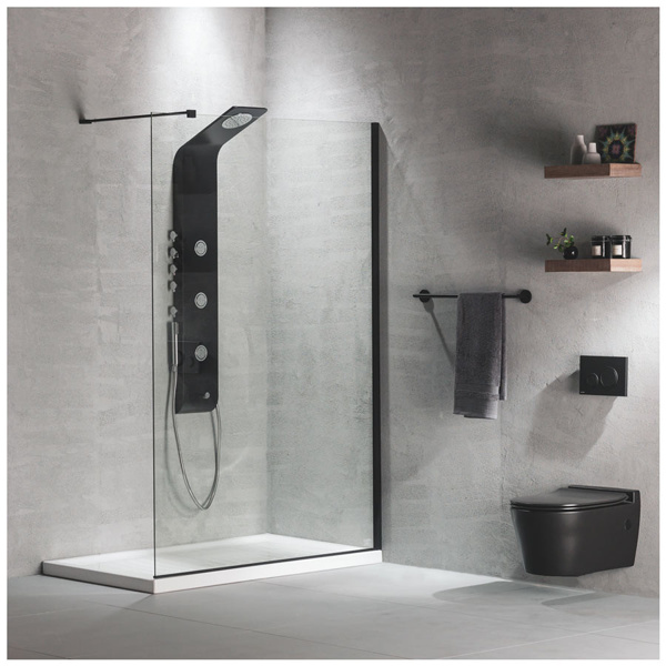 Εικόνα από Διαχωριστικό Ντους Devon Iwis Walk-in IW110C-400 Black Matt 107-109cm