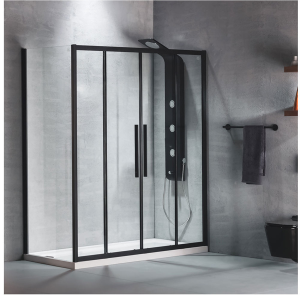 Εικόνα από Καμπίνα Ντουσιέρας Devon Flow Slider 2+2 SL2F180C-400 177-181cm Black Matt Clean Glass