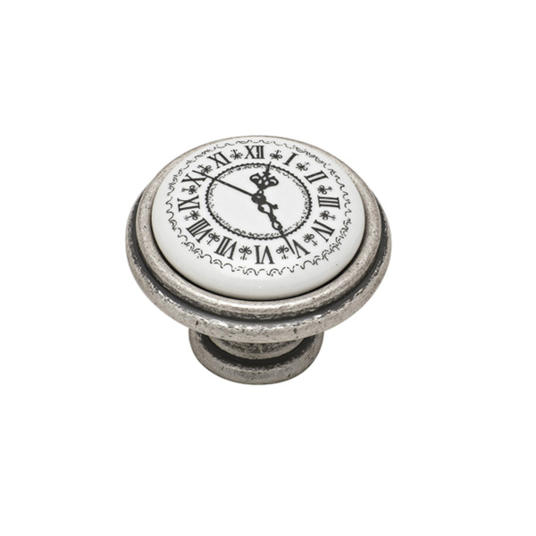 Εικόνα από Πόμολο Επίπλων Roline 586 Old Silver Με πορσελάνη