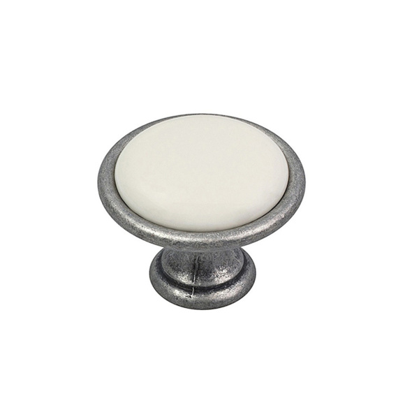 Εικόνα από Πόμολο Επίπλων Roline 558 Old Silver Με πορσελάνη