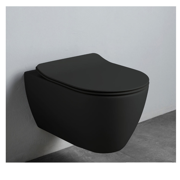 Εικόνα από Λεκάνη Κρεμαστή Scarabeo Moon Clean Flush 552000SC-401 Rimless 50,5cm Black Matt Με Slim Soft Close Κάλυμμα