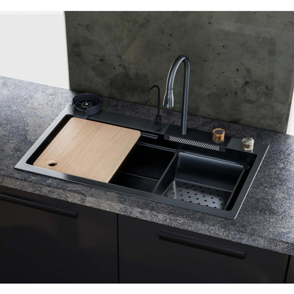 Εικόνα από Νεροχύτης Ένθετος Sanitec Multi Sink 10845 (80x45) Inox Black Κομπλέ Mε Aυτόματη Bαλβίδα