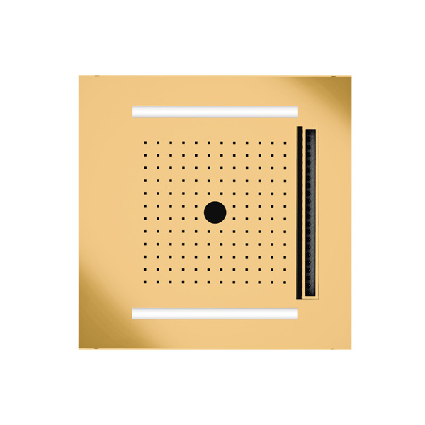 Εικόνα από Κεφαλή Εντοιχισμού Οροφής 3 Ροών Με Χρωματοθεραπεία 50x50cm Almar Wire - Twist Temotion E044302-211 Gold Brushed PVD