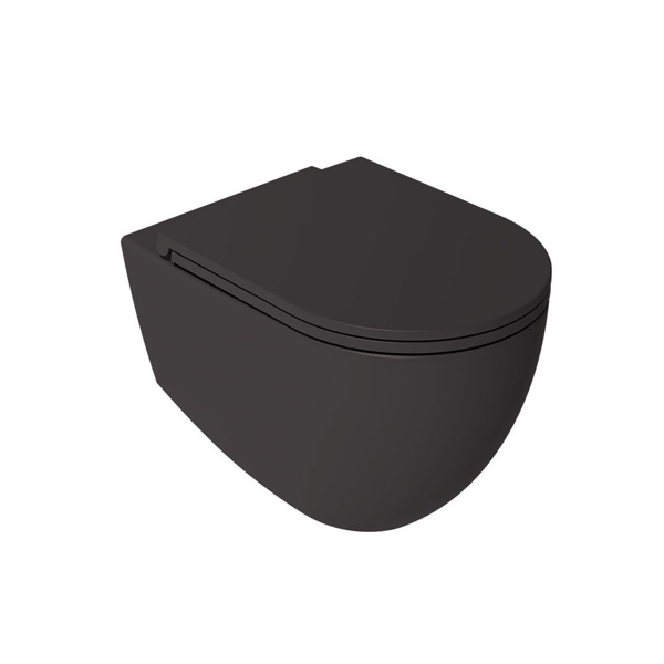 Εικόνα από Λεκάνη Κρεμαστή Bianco Ceramica Lenta 381600C-421 53cm Με Slim Soft Close Κάλυμμα Anthracite Matt