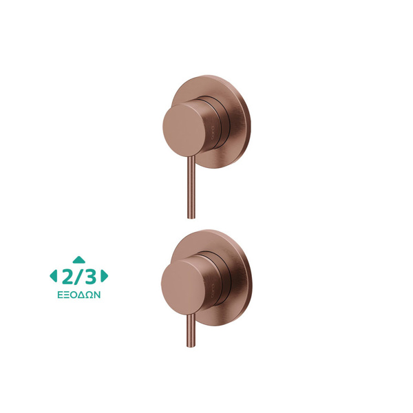 Εικόνα από Μίκτης Εντοιχισμού 2/3 Εξόδων Cora Cosmo 316L 6150-811 + 6151-811 Rose Gold Brushed PVD